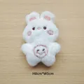 Detail of white plush rabbit accessory with pink embroidery, measuring 8cm by 5cm - White Full Body Rabbit