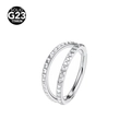 Silver G23 titanium nose ring with pyramid spikes and double hoop design - Silver Without Stone