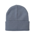 Berretto classico grigio lavorato a maglia con risvolto per l'inverno su fondo bianco - Taglia unica / Grigio fumo