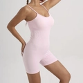 Body da yoga rosa senza cuciture con spalline sottili e vestibilità sportiva attillata - S / Rosa Chiaro