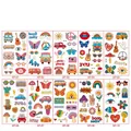 Detailed grid view of 10 waterproof hippie cartoon tattoos with rainbow and peace designs - Hippie Series