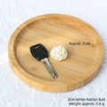 2cm white decorative wicker balls on wooden tray with snow background for DIY crafts - 2cm White Rattan Ball