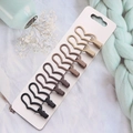 Set of six matte brown duckbill hair clips neatly arranged on a white card display - 5#-Single Heart (8Pcs)