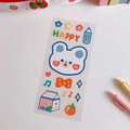 Cute blue Chacha bear stickers set for scrapbooking decoration on a clean white background - Milk Tea Bear