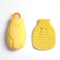 Yellow silicone hot water bottle with bear pattern and matching knitted protective cover - 320ml / Bear Style / Yellow