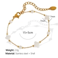 Elegant 18k gold plated stainless steel bracelet featuring a white shell clover charm - White Shell Clover Gold Bracelet (SL68 White Shell Gold Bracelet)