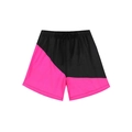 Jungen Badehose schnelltrocknend mit schwarz-rosarotem Diagonal-Patchwork-Design - 152 / Schwarz Rosa Kontrast Strandshorts