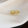 Minimalist gold wavy hollow geometric hoop earrings on white silk background - Golden Wavy Hollow Hoop Earrings (24#)