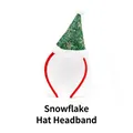 Christmas headband featuring a green glitter mini hat with gold snowflake patterns - TK-34GR Green Hat with Golden Snowflakes