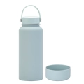 1L light blue matte vacuum insulated water bottle with silicone boot and carry handle - 1 L / Cyan White