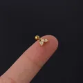 Mini golden heart-shaped stud with AB crystals and screw-back ball for cartilage - Gold Base AB Zirconia (302-3#)