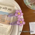 Horquillas de flores moradas para niñas, set de 2 en resina mate con clip de metal de 5,5 cm - 3# Flor de Cerezo Púrpura