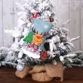 Blue denim Christmas stocking with 3D plush reindeer, sequined tree and plaid details - Blue Deer