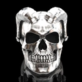 Gothic punk ram horn skull ring for men in polished silver stainless steel finish - US 6 / Ram Horn Skull Silver (AJZ395XS)
