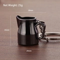 Miniature black milk pitcher coffee keychain with metal ring and polished finish - Milk Frothing Pitcher (Black)