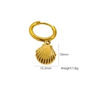 Gold stainless steel shell pendant earring with dimensions and weight measurements - E7 Striped Shell
