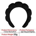 Close-up of fluffy black headband measuring 17x18x4cm with soft sponge knit fabric - 31-black Terry Cloth Headband
