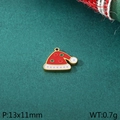 Christmas Santa hat pendant in red enamel and gold finish for DIY jewelry crafting - Christmas Hat Style (KLJ10458-ZLA)