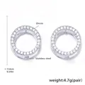 Pendientes de aro de acero inoxidable plateado con circonitas brillantes de 15mm - Pendientes de Circonia Acero (F460)