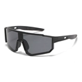 Gafas de sol deportivas negro mate con lente gris ancha para ciclismo y correr al aire libre - Montura Negra Lentes Gris Negro