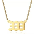 Gothische 333-cijfer hanger ketting in gepolijst 18K verguld roestvrij staal afwerking - 333 / Goud