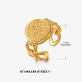 Anillo de estrella de ocho puntas chapado en oro de 18K con banda de cadena cubana ajustable - Banda de Cadena de Estrella de Ocho Puntas Dorada (ZN507)