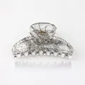 Elegant transparent hair claw clip with black lace texture and gold spring detail - Lace Black