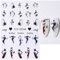 Pink French glitter nail stickers featuring heart and star patterns style STZ-CS248 - STZ-CS248 Sexy Goddess Silhouette