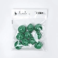 Green Christmas metal bells with star patterns in a transparent hanging package - Printed Pattern Style / 10 Pieces Pack / Printed Candy Cane Green