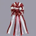 Large burgundy and white striped double-layered spherical pull bow ribbon for gift decor - Vertical Stripe Wine Red