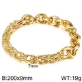 Bracelet pour homme style écailles de dragon doré avec maille de 7mm et fermoir mousqueton - Or - Style Tissé (KB138228-Z)