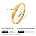 Detail of gold stainless steel bangle showing precise width and internal diameter dimensions - Triangle Micro-Inlaid Zirconia (NB-B6239)