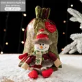 Green fabric Christmas gift bag with plush snowman and Let it Snow heart tag - Snowman Apple Bag B