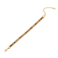 Chic gold stainless steel bracelet with rainbow square-cut crystals and adjustable chain - Colorful Zirconia