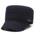 Donkerblauwe cadet cap voor heren met metalen logo-plaatje en gestructureerde twill - Verstelbaar / Marineblauw