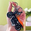 Miniature black and orange motorcycle keychain, stylish alloy vehicle toy accessory - Harley-davidson - Orange