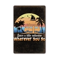 Retro beach metal tin sign featuring a vintage camper van and palm trees on a sunset sky - 11540(18) / 20*30cm