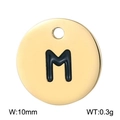 Polished gold stainless steel 10mm round pendant with black letter M engraving - Letter M Gold (KLJ1391-Z)
