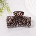 Eleganter mittelgroßer Haarklammer aus Harz mit klassischem Leopardenmuster für Damen - Dunkelbraun Beige Leopard (D6-2-20)