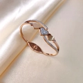 Elegant rose gold heart spring cuff bracelet with sparkling zircon inlay for women - Rose Gold
