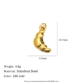 18K gold plated stainless steel croissant pendant with 16.7mm height dimensions - Horn Pendant - Gold