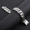 Pulsera cubana de hombre 20mm en acero de titanio plateado mate con cierre cuadrado - 20cm / Acero Esmerilado