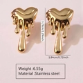 Detailed size map of gold lava heart stud earrings in stainless steel with measurements - Stainless Steel Lava Heart Studs