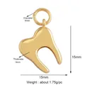 Polished gold tooth shaped metal pendant with 15mm dimensions for jewelry making - Gold Tooth Shape