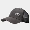 Detail van berggeborduurde donkergrijze mesh truckerpet voor outdoor activiteiten - donkergrijs