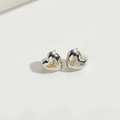 Polished silver heart-shaped stud earrings featuring a minimalist and sleek metal design - Polished Heart (Silver)
