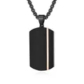 Minimalistischer schwarzer Militär-Anhänger mit vertikalen Wellen und Roségold-Streifen - Mit Kette / Schwarz/Roségold