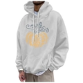 Light gray hooded sweatshirt with pumpkin graphic print, featuring a drawstring and pocket - S / Light Gray Scroll Pumpkin (53)