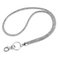 Cordino in strass di cristallo argento con moschettone in metallo e portachiavi - 80cm Bianco / Bianco