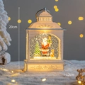 White vintage musical snow globe lantern with Santa Claus and LED lights, 20cm height - Cream White - Santa Claus (Type G)